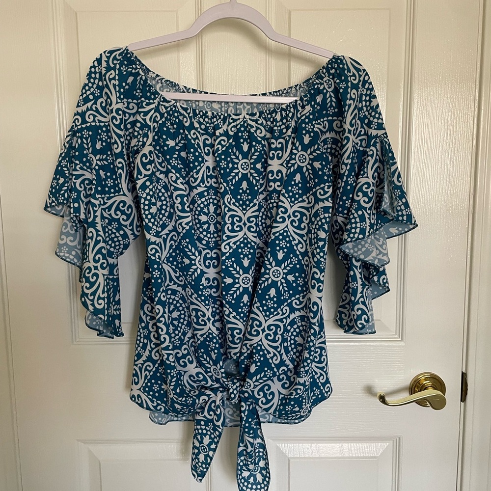 Blue Patterned Women's Top